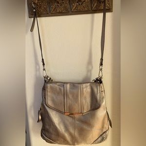 NWOT B Makowsky Metallic Pebble Leather Convertible Crossbody/ Handbag